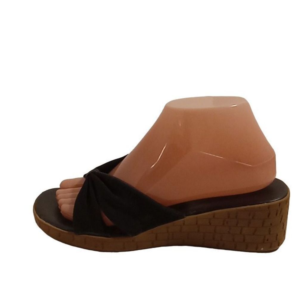Sahara Black Wedge Heel Sandals Women's Size 8